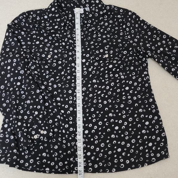 Kim Rogers Petite XL Button Up Blouse Collar Long Roll Tab Sleeve Breast Pockets - Picture 14 of 16